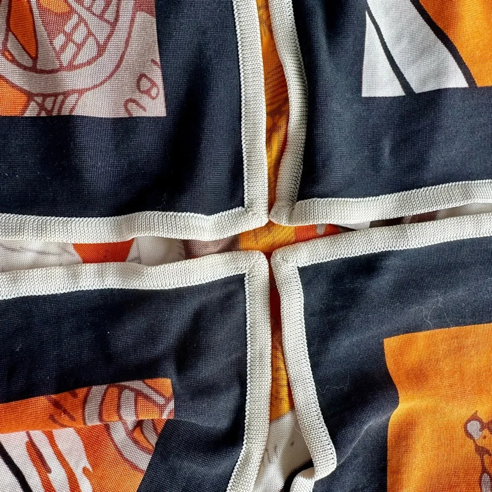 Hermes Silk Jersey 38” by 35”scarf shawl wrap Jeu Des Omnibus Et Dames Blanches